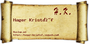 Hager Kristóf névjegykártya